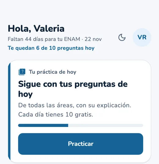 La app: el inicio con la práctica del día